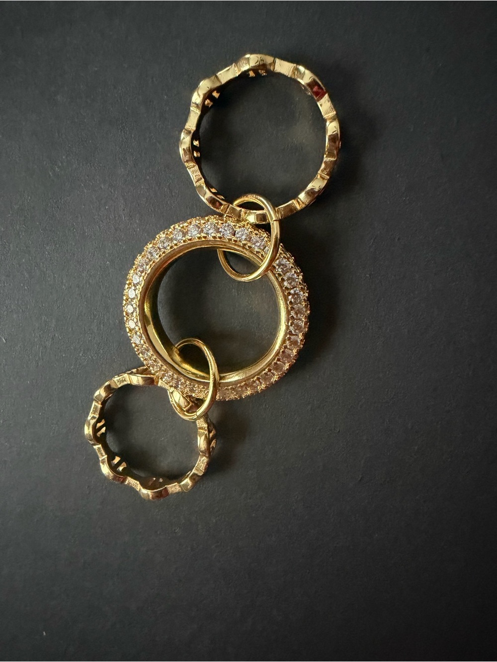 Gold Pavé Circle Link Earrings - Women Jewelry